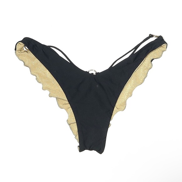 Luli Fama Strappy Loop Brazilian Bikini Bottom
Black Gold Ring Bikini Bottom Sm - Picture 2 of 7